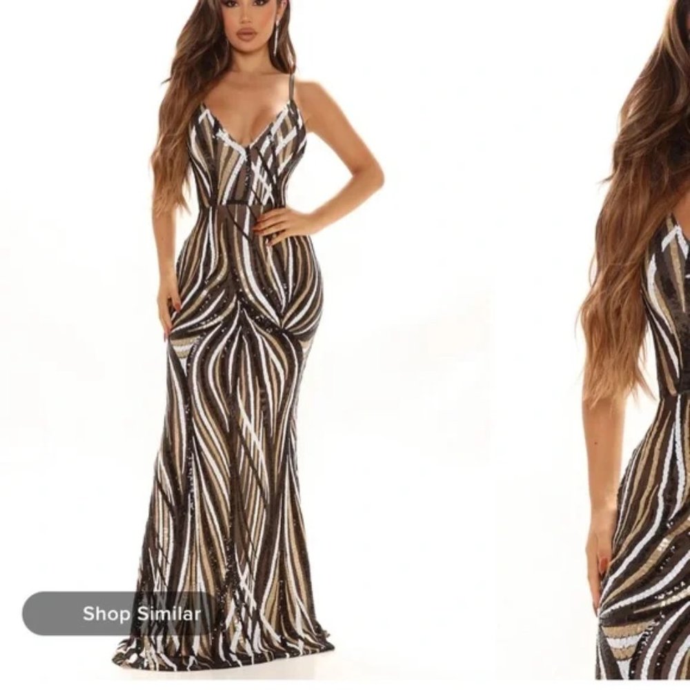 NEW FASHION NOVA CELEB STATUS SEQUIN GOWN PARTY MAXI DRESS 1XL